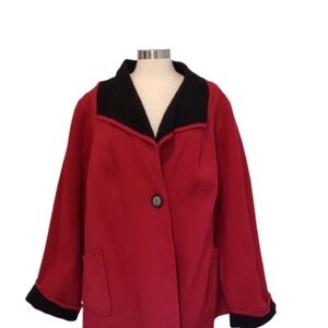 Jacket Wool Blend Red One-Button Hairston Roberson